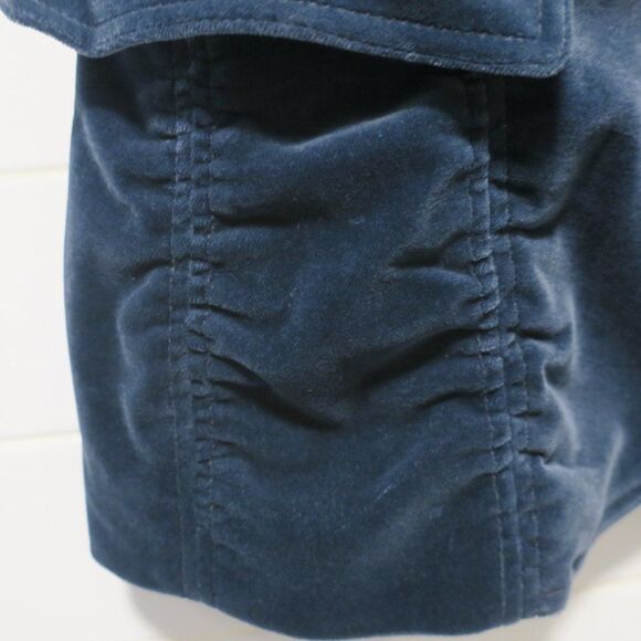 THEORY VELVET BLAZER BLUE GREY RUCHED single breast pocket LARGE lapel gather US - Picture 6 of 13